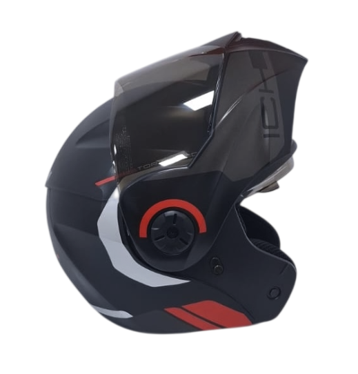 CASCO ABATIBLE ICH 3110 DOBLE VISOR KHAM NEGRO GRIS OSCURO ROJO MATE VISOR NEGRO