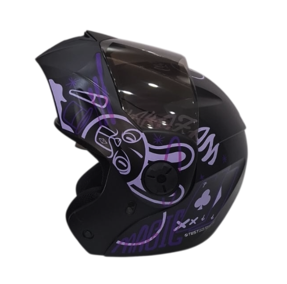 [202382] CASCO ABATIBLE ICH 3110 DOBLE VISOR MAGIC NEGRO MORADO CLARO MATE VISOR NEGRO  (S)
