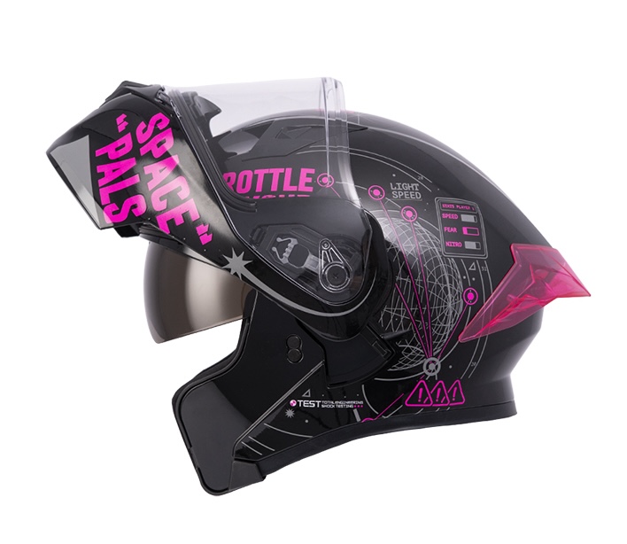 [188092] CASCO ABATIBLE ICH 3120 DOBLE VISOR INFINITY NEGRO FUCSIA BRILLO VISOR TRANSPARENTE (S)