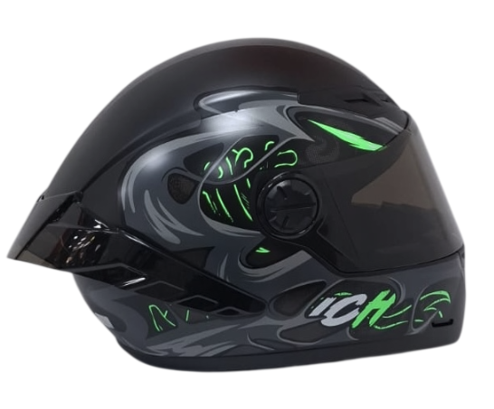 CASCO INTEGRAL ICH 501SP ZYMBIO NEGRO GRIS OSCURO VERDE MATE VISOR NEGRO