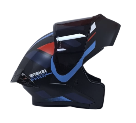 CASCO ABATIBLE ICH 3120 DOBLE VISOR ORDANOX NEGRO AZUL CLARO MATE VISOR NEGRO (S)