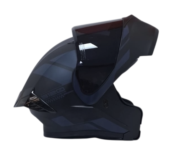 CASCO ABATIBLE ICH 3120 DOBLE VISOR ORDANOX NEGRO AZUL OSCURO MATE VISOR NEGRO (S)