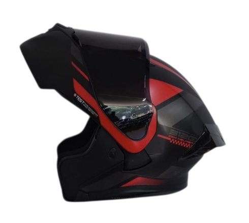 CASCO ABATIBLE ICH 3120 DOBLE VISOR ORDANOX NEGRO ROJO GRIS MATE VISOR NEGRO