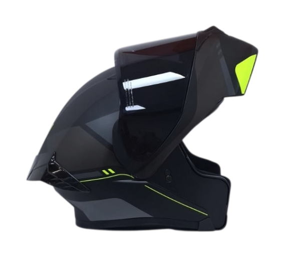 CASCO ABATIBLE ICH 3120 DOBLE VISOR PICO NEGRO GRIS OSCURO AMARILLO MATE VISOR NEGRO (S)