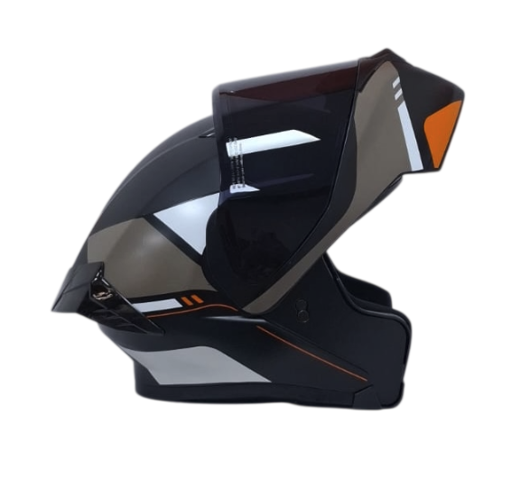 CASCO ABATIBLE ICH 3120 DOBLE VISOR PICO NEGRO BLANCO NARANJA MATE VISOR NEGRO (S)