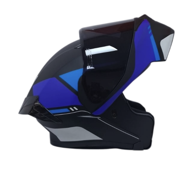 CASCO ABATIBLE ICH 3120 DOBLE VISOR PICO NEGRO AZUL GRIS MATE VISOR NEGRO (S)