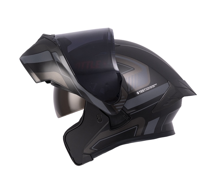 CASCO ABATIBLE ICH 3120 DOBLE VISOR TRADE NEGRO GRIS OSCURO MATE VISOR NEGRO (S)