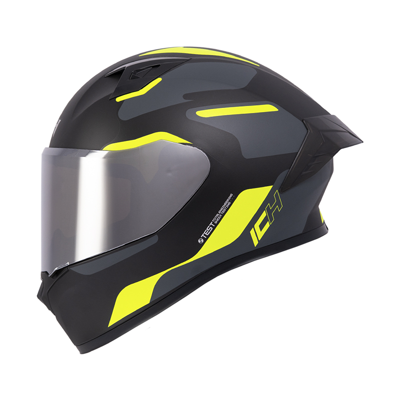 CASCO INTEGRAL ICH 503 SKP NEGRO AMARILLO MATE VISOR SILVER (S)