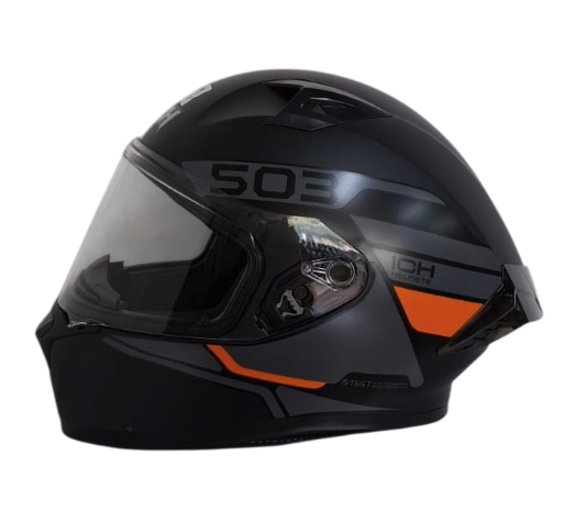 CASCO INTEGRAL ICH 503 BUNCH NEGRO GRIS OSCURO NARANJA MATE VISOR TRANSPARENTE