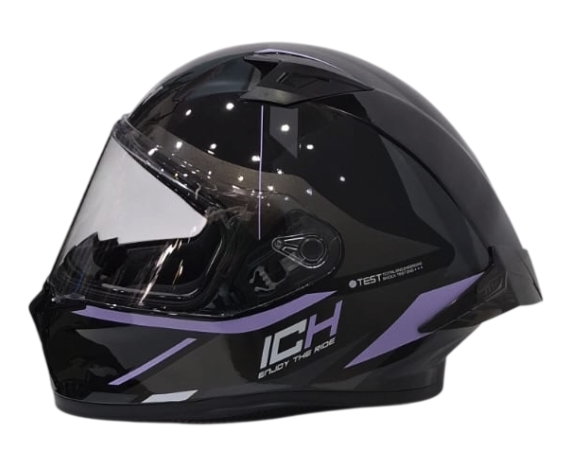 CASCO INTEGRAL ICH 503 TRENT NEGRO MORADO CLARO BRILLO VISOR TRANSPARENTE