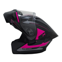 CASCO ABATIBLE ICH 3130 DOBLE VISOR SWET NEGRO FUCSIA BRILLO VISOR TRANSPARENTE