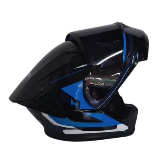 CASCO ABATIBLE ICH 3130 DOBLE VISOR SWET NEGRO AZUL BRILLO VISOR NEGRO (S)