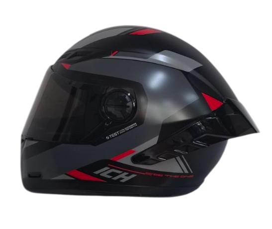 CASCO INTEGRAL ICH 501SP BRAZUK NEGRO GRIS OSCURO ROJO MATE VISOR NEGRO