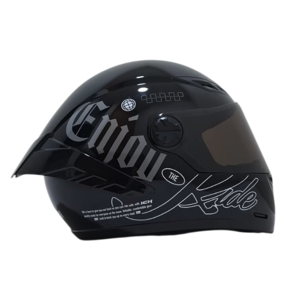 CASCO INTEGRAL ICH 501SP CAPTION NEGRO GRIS OSCURO BLANCO  BRILLO VISOR NEGRO