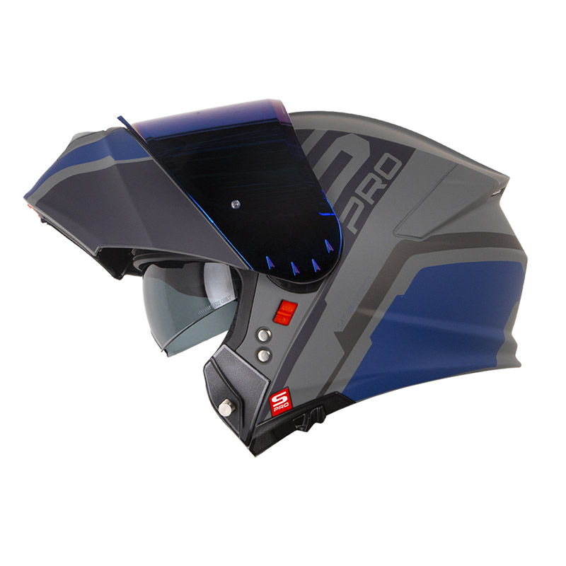 [192581] CASCO ABATIBLE SHAFT PRO 4000 EVO DOBLE VISOR WONDER GRIS OSCURO AZUL OSCURO MATE (S)