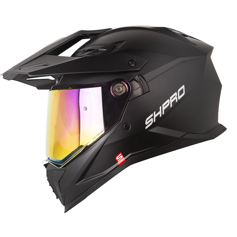 [191947] CASCO MULTIPROPOSITO SHAFT PRO MX400 DOBLE VISOR SOLID NEGRO SILVER MATE (S)