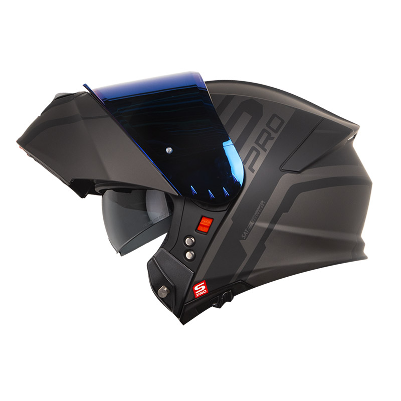CASCO ABATIBLE SHAFT PRO 4000 EVO DOBLE VISOR WONDER NEGRO GRIS OSCURO MATE