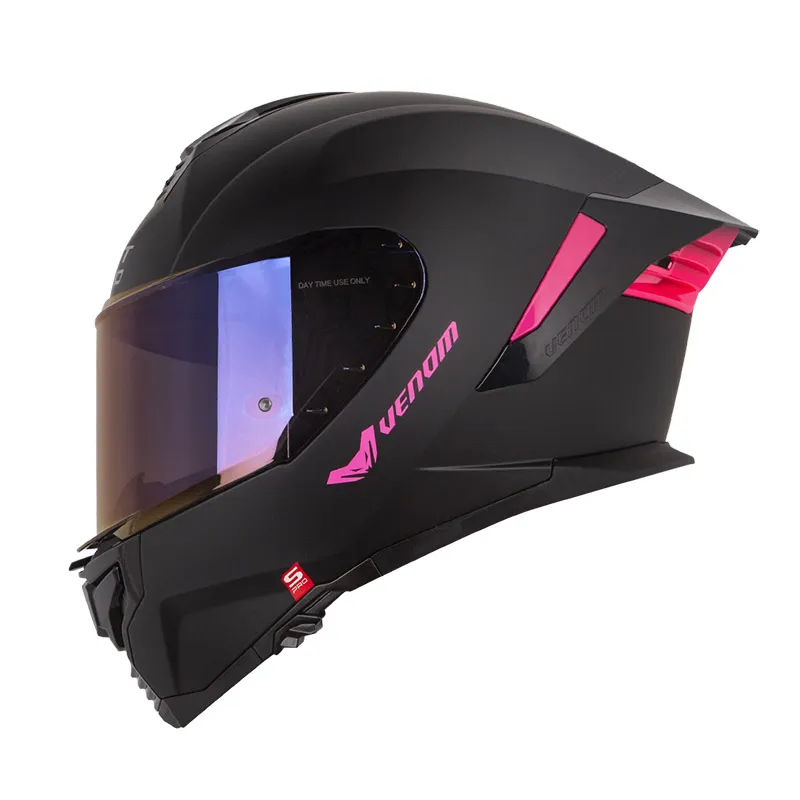CASCO INTEGRAL SHAFT PRO 609 DOBLE VISOR VENOM SOLID NEGRO FUCSIA MATE