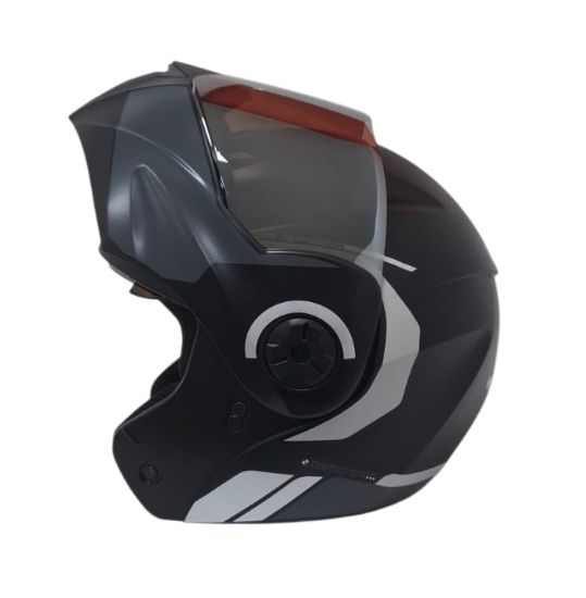 CASCO ABATIBLE ICH 3110 DOBLE VISOR KHAM NEGRO GRIS OSCURO SILVER MATE VISOR SILVER