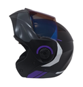 CASCO ABATIBLE ICH 3110 DOBLE VISOR KHAM NEGRO GRIS OSCURO MORADO MATE VISOR AZUL