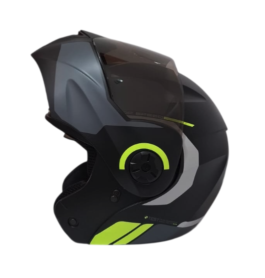 CASCO ABATIBLE ICH 3110 DOBLE VISOR KHAM NEGRO GRIS OSCURO AMARILLO MATE VISOR NEGRO (S)