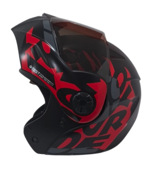CASCO ABATIBLE ICH 3110 DOBLE VISOR FREAK NEGRO ROJO GRIS OSCURO MATE VISOR NEGRO