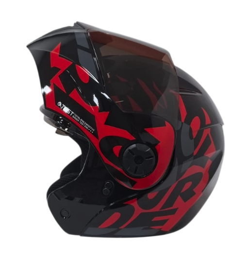 CASCO ABATIBLE ICH 3110 DOBLE VISOR FREAK NEGRO ROJO GRIS OSCURO BRILLO VISOR NEGRO (S)