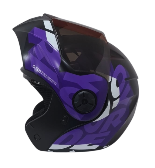 CASCO ABATIBLE ICH 3110 DOBLE VISOR FREAK NEGRO MORADO OSCURO BLANCO MATE VISOR NEGRO