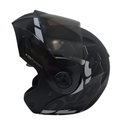 CASCO ABATIBLE ICH 3110 DOBLE VISOR FREAK NEGRO GRIS OSCURO GRIS MATE VISOR NEGRO