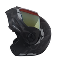 CASCO ABATIBLE ICH 3110 DOBLE VISOR FREAK NEGRO GRIS OSCURO GRIS MATE VISOR DORADO