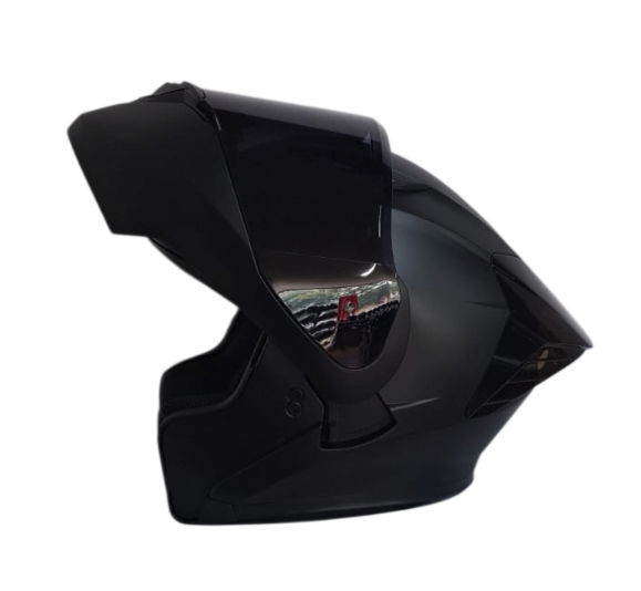 [183040] CASCO ABATIBLE ICH 3130 DOBLE VISOR SOLID NEGRO SILVER MATE VISOR NEGRO (S)