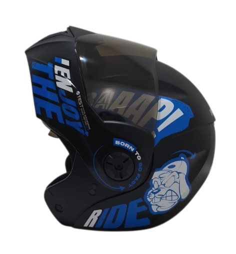 CASCO ABATIBLE ICH 3110 DOBLE VISOR CHILL NEGRO AZUL MATE VISOR NEGRO
