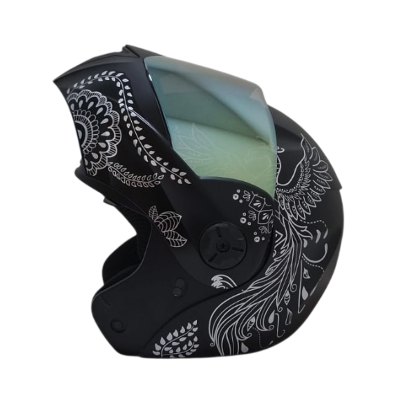 CASCO ABATIBLE ICH 3110 DOBLE VISOR ZEN NEGRO SILVER MATE VISOR DORADO