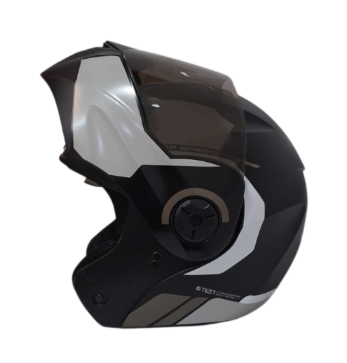 CASCO ABATIBLE ICH 3110 DOBLE VISOR KHAM NEGRO GRIS CLARO GRIS OSCURO MATE VISOR NEGRO 