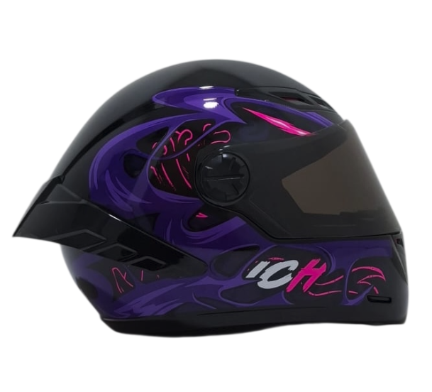 CASCO INTEGRAL ICH 501SP ZYMBIO NEGRO MORADO FUCSIA BRILLO VISOR NEGRO