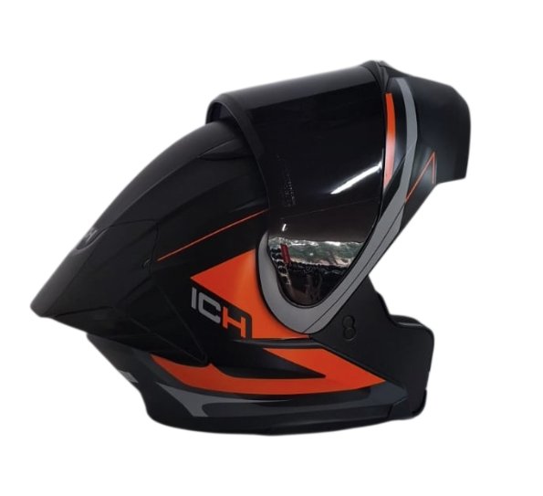 CASCO ABATIBLE ICH 3130 DOBLE VISOR SWET NEGRO NARANJA MATE VISOR NEGRO (S)