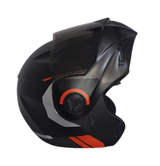 CASCO ABATIBLE ICH 3110 DOBLE VISOR KHAM NEGRO GRIS OSCURO NARANJA MATE VISOR NEGRO