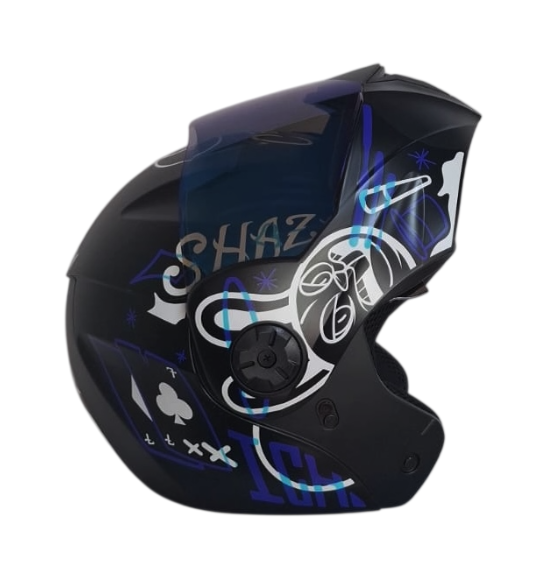 CASCO ABATIBLE ICH 3110 DOBLE VISOR MAGIC NEGRO BLANCO AZUL MATE VISOR AZUL