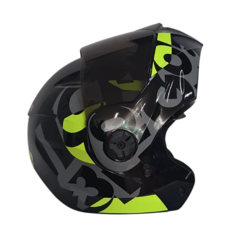 CASCO ABATIBLE ICH 3110 DOBLE VISOR FREAK NEGRO GRIS OSCURO AMARILLO BRILLO VISOR NEGRO