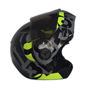 CASCO ABATIBLE ICH 3110 DOBLE VISOR FREAK NEGRO GRIS OSCURO AMARILLO BRILLO VISOR NEGRO