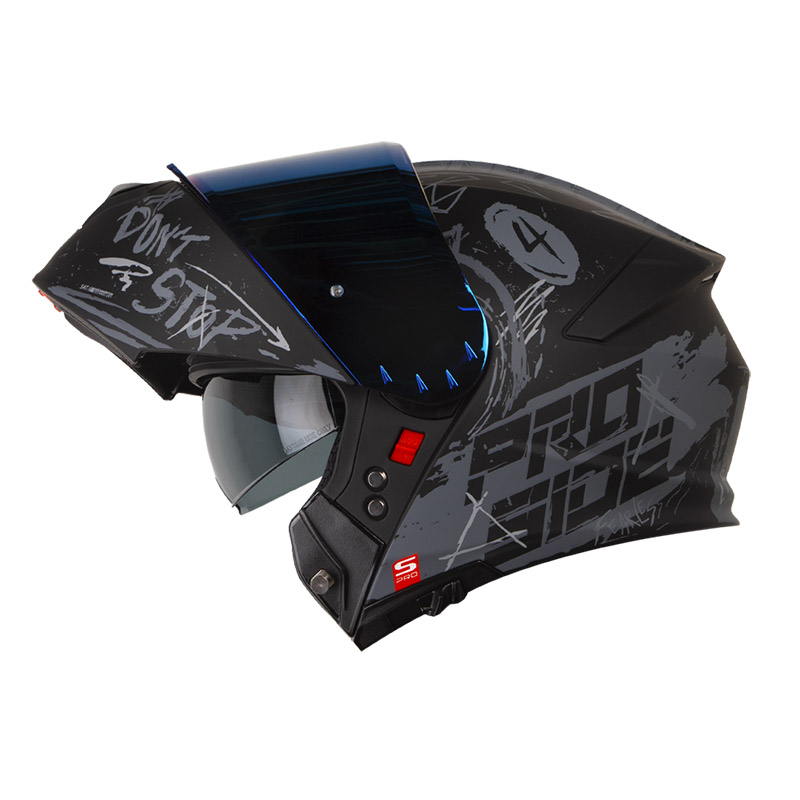 [192562] CASCO ABATIBLE SHAFT PRO 4000 EVO DOBLE VISOR HUSTLE NEGRO GRIS OSCURO MATE (S)