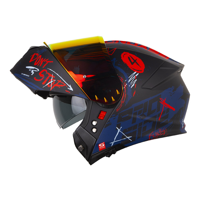 [192558] CASCO ABATIBLE SHAFT PRO 4000 EVO DOBLE VISOR HUSTLE AZUL OSCURO ROJO MATE (S)