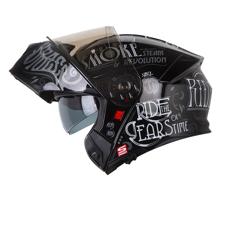 CASCO ABATIBLE SHAFT PRO 4000 EVO DOBLE VISOR RIDE RUST NEGRO GRIS OSCURO BRILLO (S)