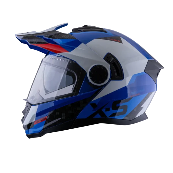 CASCO MULTIPROPOSITO ABATIBLE XSPORTS 165 AMPTOP AZUL ROJO BRILLO