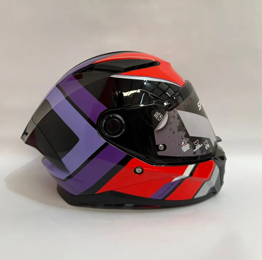[613835] CASCO INTEGRAL SPARTAN DOBLE VISOR PANTHER VALVE Z5 NEGRO ROJO MORADO (S)