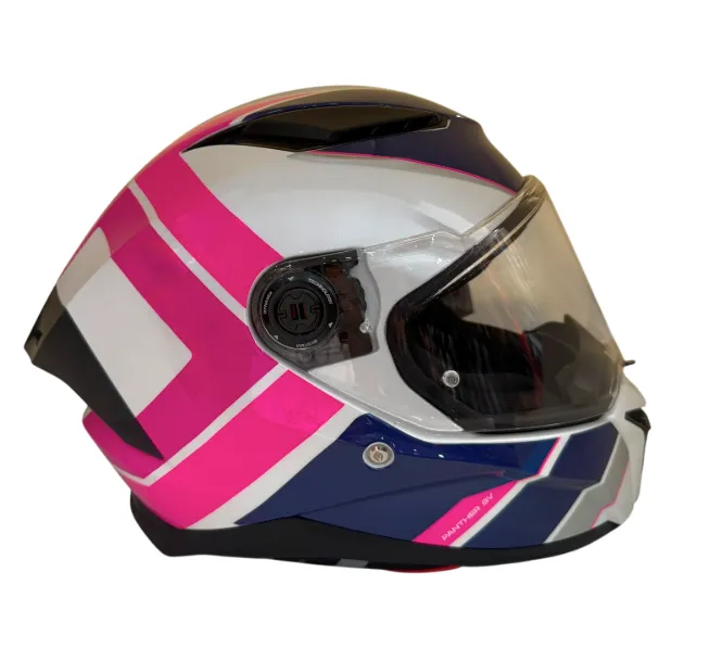 [614238] CASCO INTEGRAL SPARTAN DOBLE VISOR PANTHER VALVE A8 BLANCO MORADO ROSADO BRILLO (S)