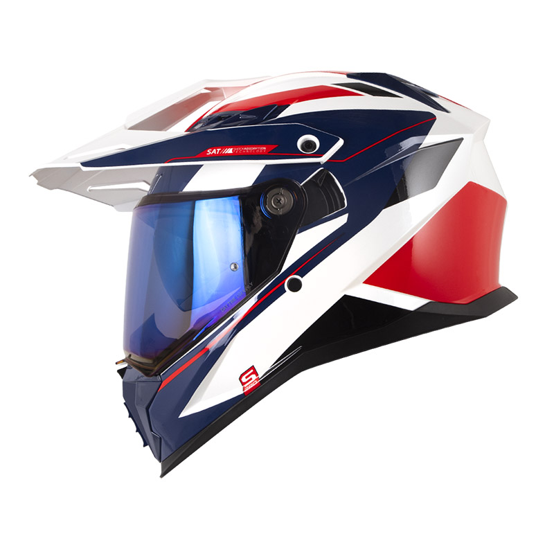 CASCO MULTIPROPOSITO SHAFT PRO MX400 DOBLE VISOR FRONTIER BLANCO PERLA ROJO BRILLO (S)
