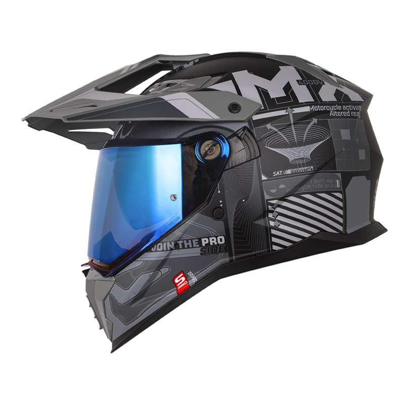 CASCO MULTIPROPOSITO SHAFT PRO MX400 DOBLE VISOR CRYPTONE NEGRO GRIS MATE (S)