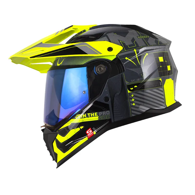 CASCO MULTIPROPOSITO SHAFT PRO MX400 DOBLE VISOR CRYPTONE GRIS OSCURO AMARILLO BRILLO (S)