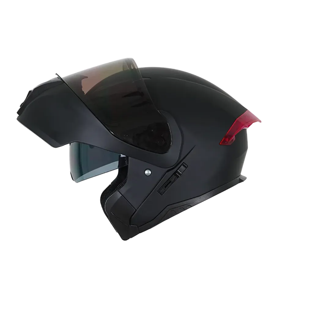 CASCO ABATIBLE XECURO 926 NEGRO MATE SPOILER TRASLUCIDO MORADO